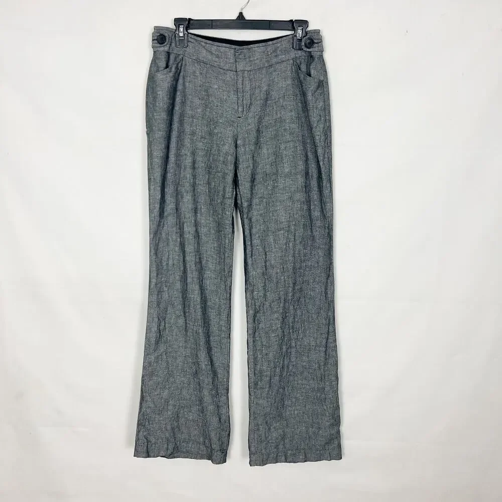 Banana Republic Womens Pants 8 Jackson Fit Linen Cotton Wide Leg Coastal Preppy
